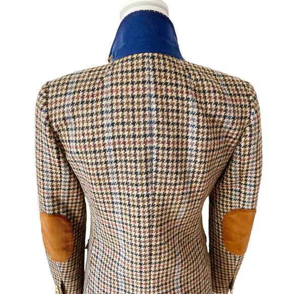 J.Crew Rhodes Blazer Jacket Wool Tweed Houndstooth Elbow Patches Brown Size 4 - Picture 7 of 11